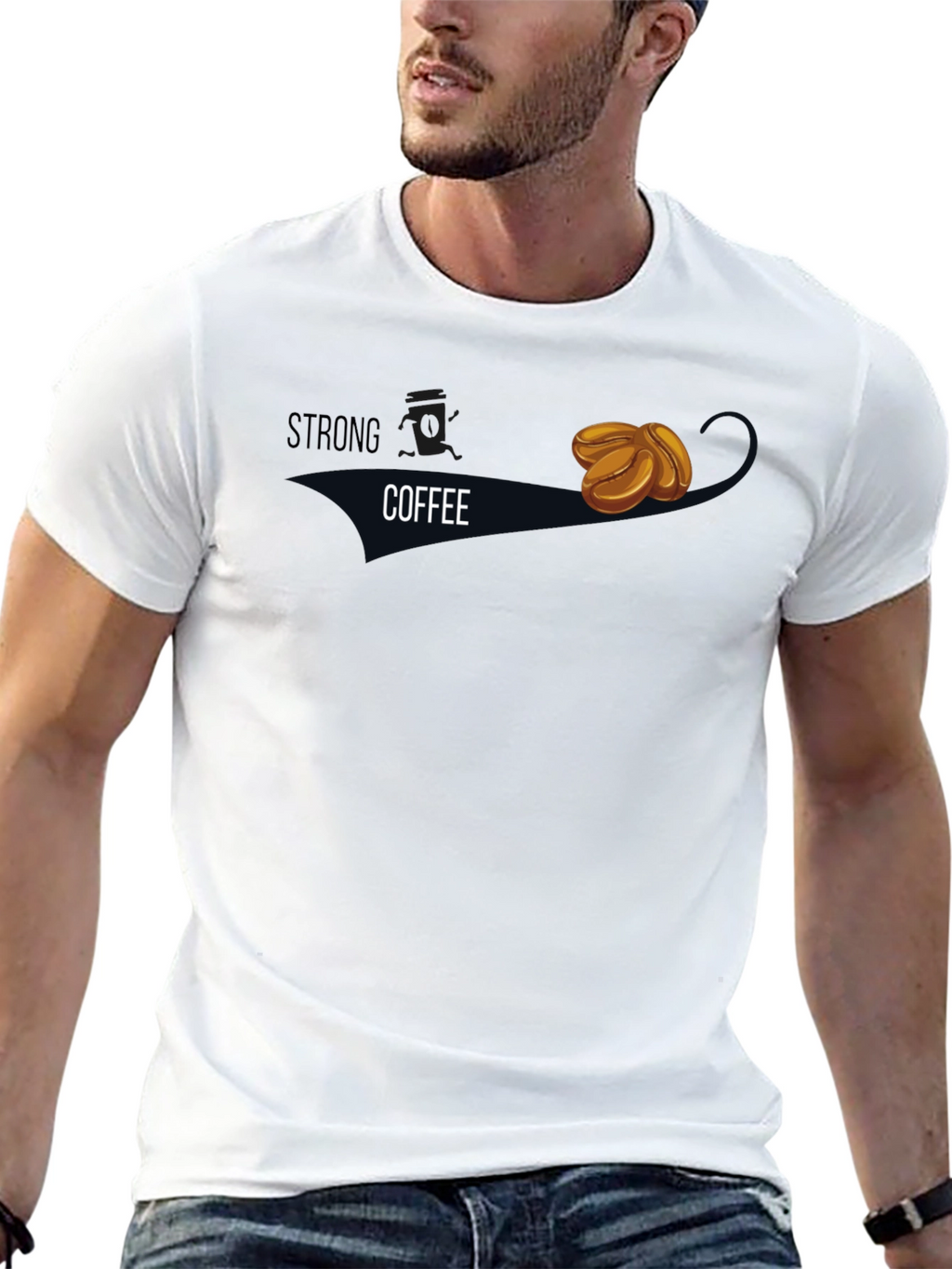 Strong Coffee Graphic Tee - Black Casual Wear
