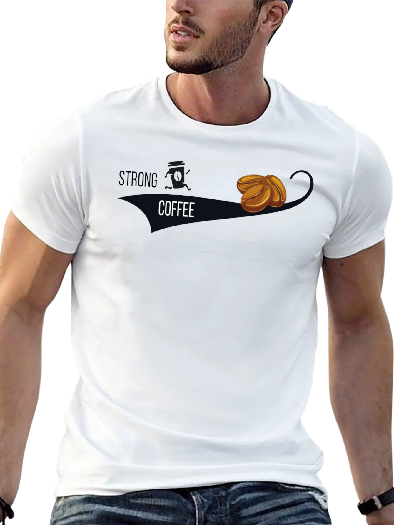 Strong Coffee Graphic Tee - Black Casual Wear