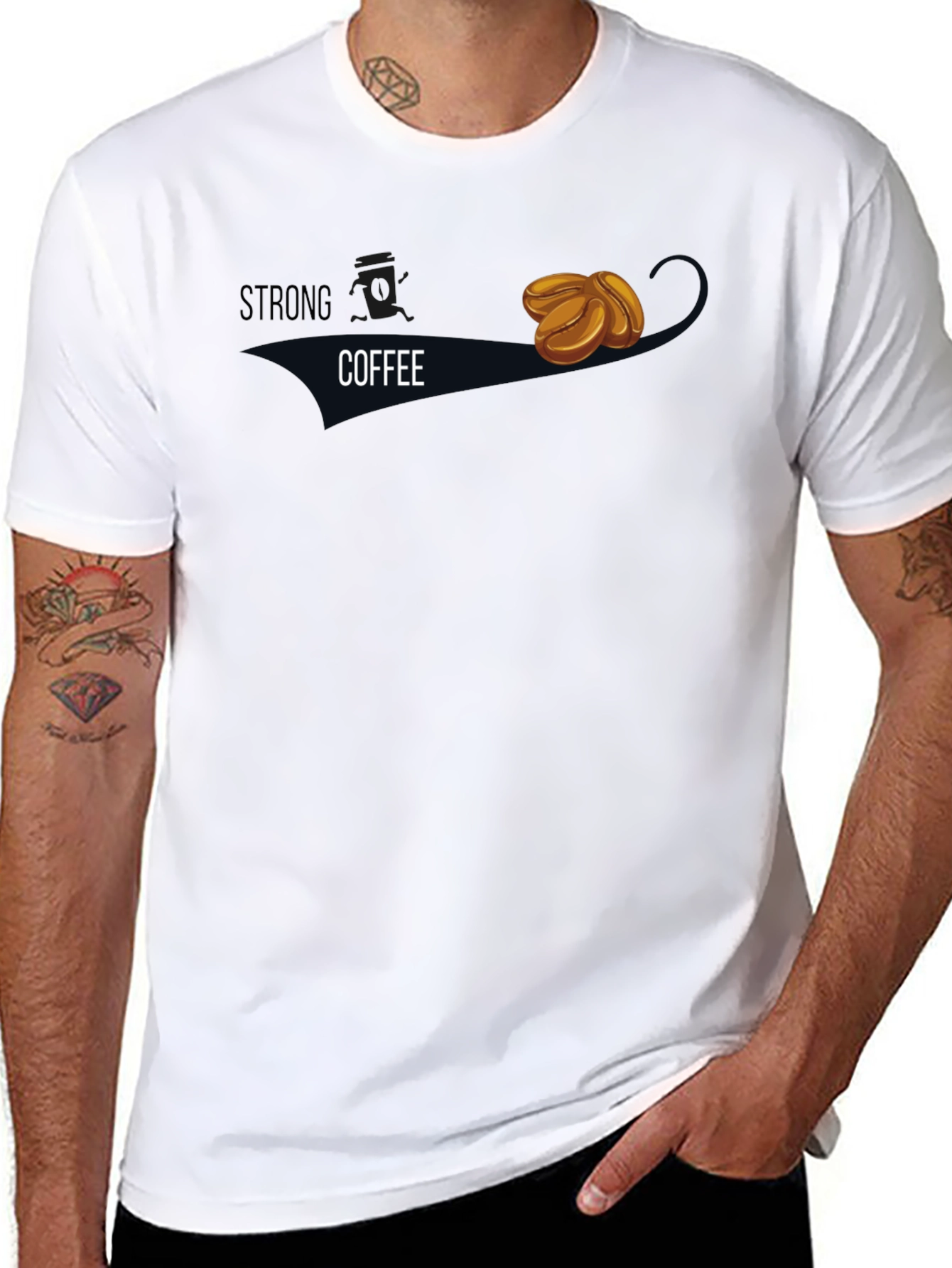 Strong Coffee Graphic Tee - Black Casual Wear