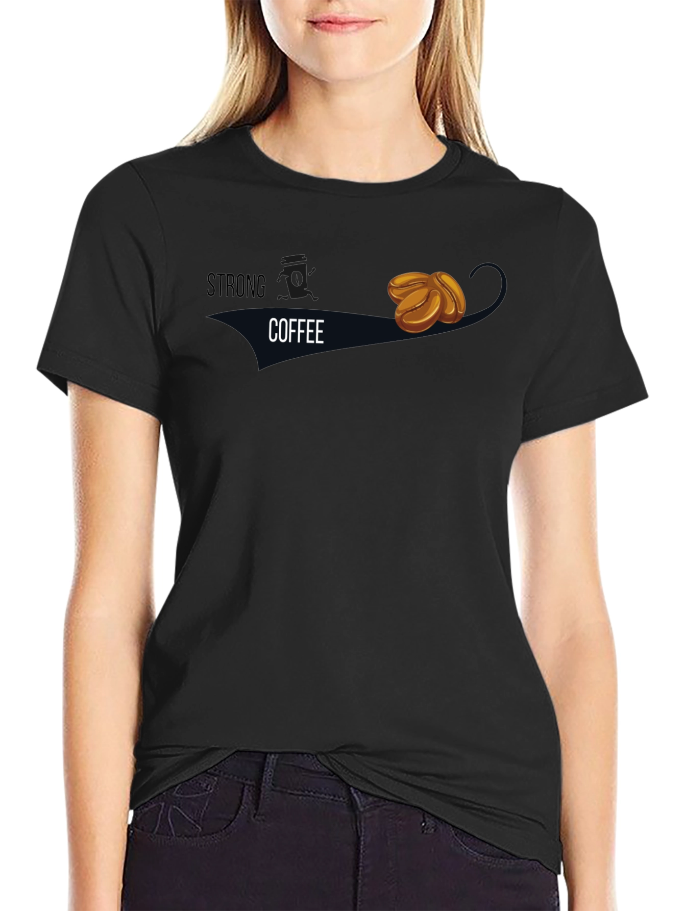 Strong Coffee Graphic Tee - Black Casual Wear
