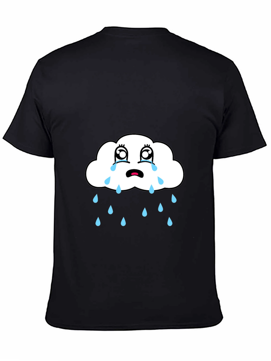 Sad Cloud Graphic Tee - Black Cotton T-Shirt