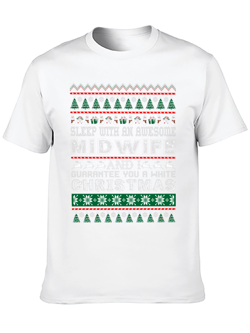 Awesome Midwife White Christmas Graphic T-Shirt