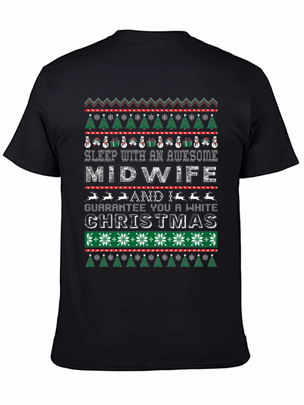 Awesome Midwife White Christmas Graphic T-Shirt