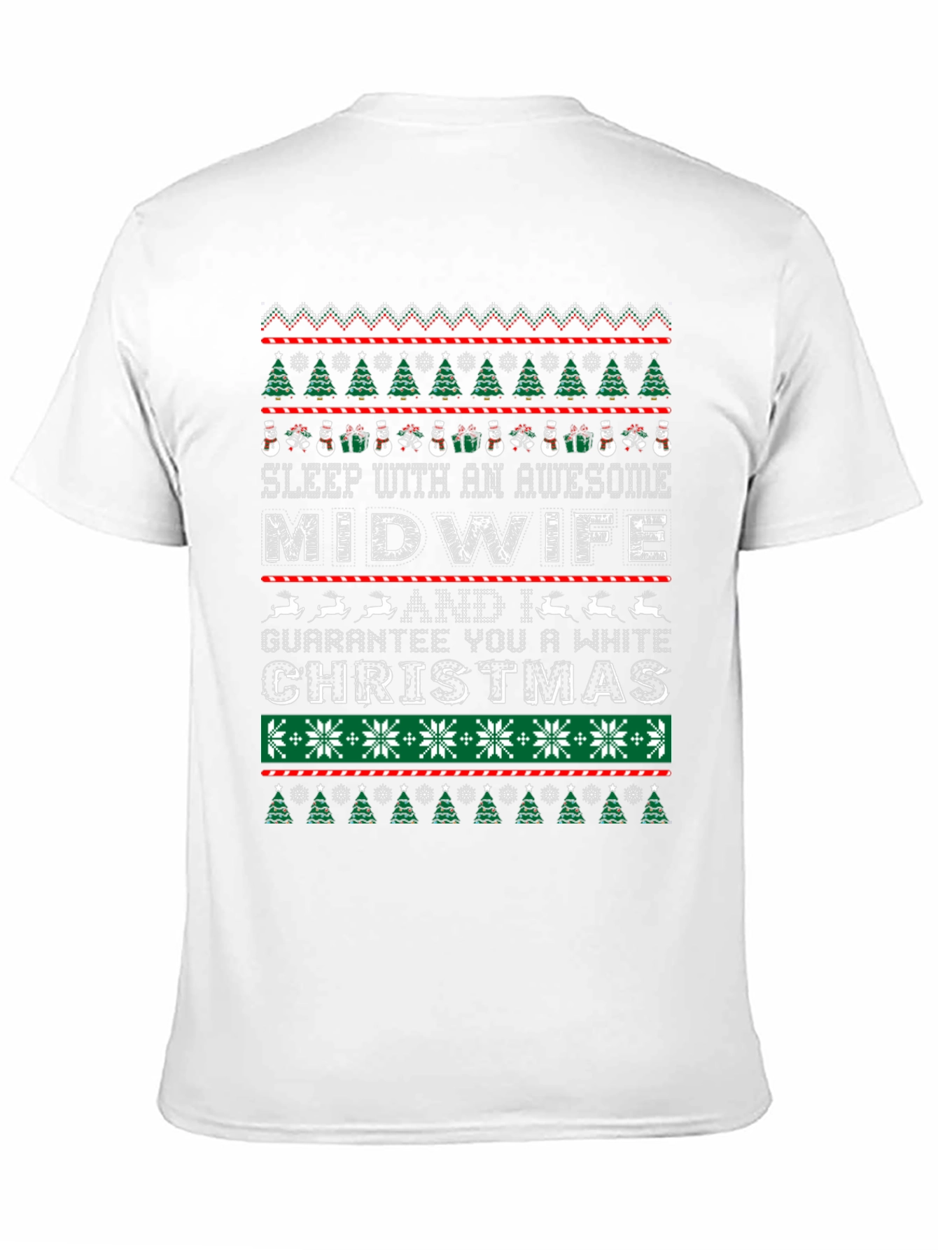 Awesome Midwife White Christmas Graphic T-Shirt