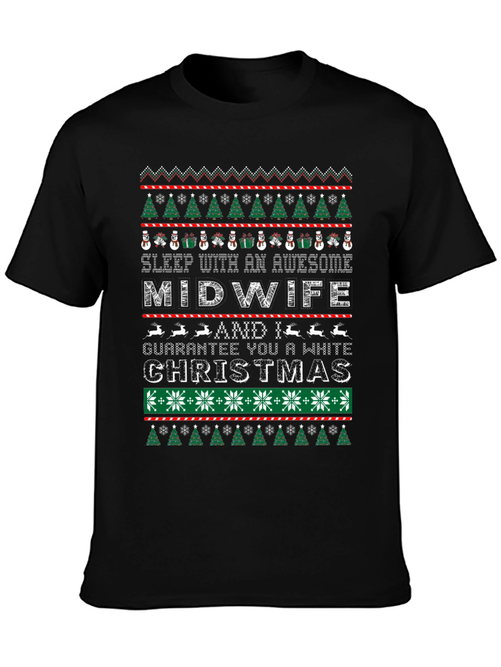 Awesome Midwife White Christmas Graphic T-Shirt