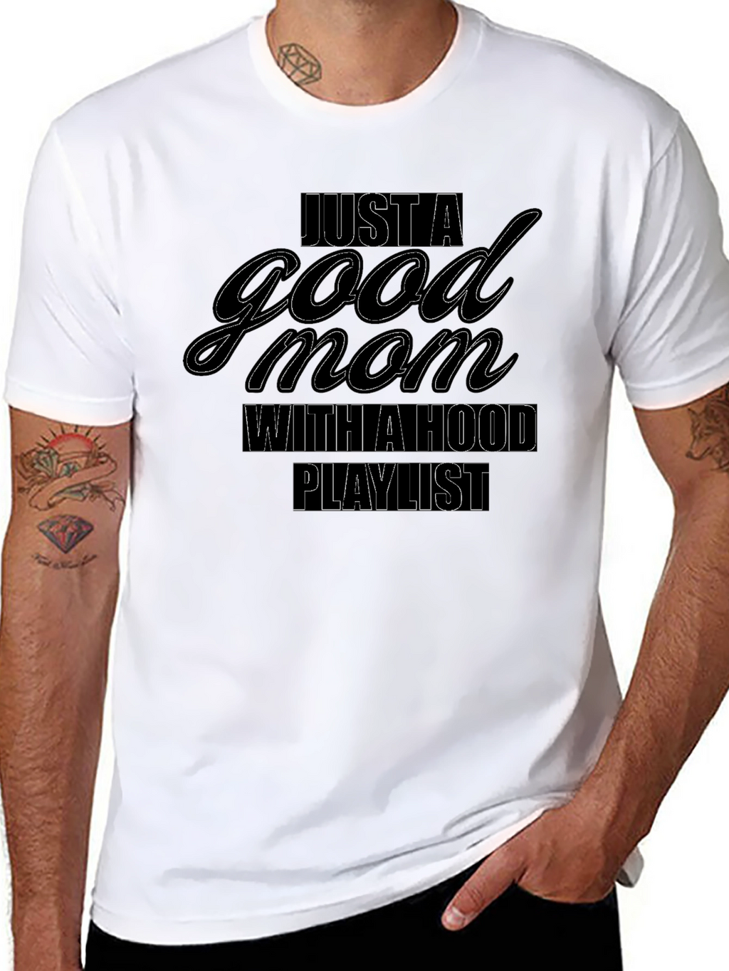 Good Mom Hood Playlist Black Tee