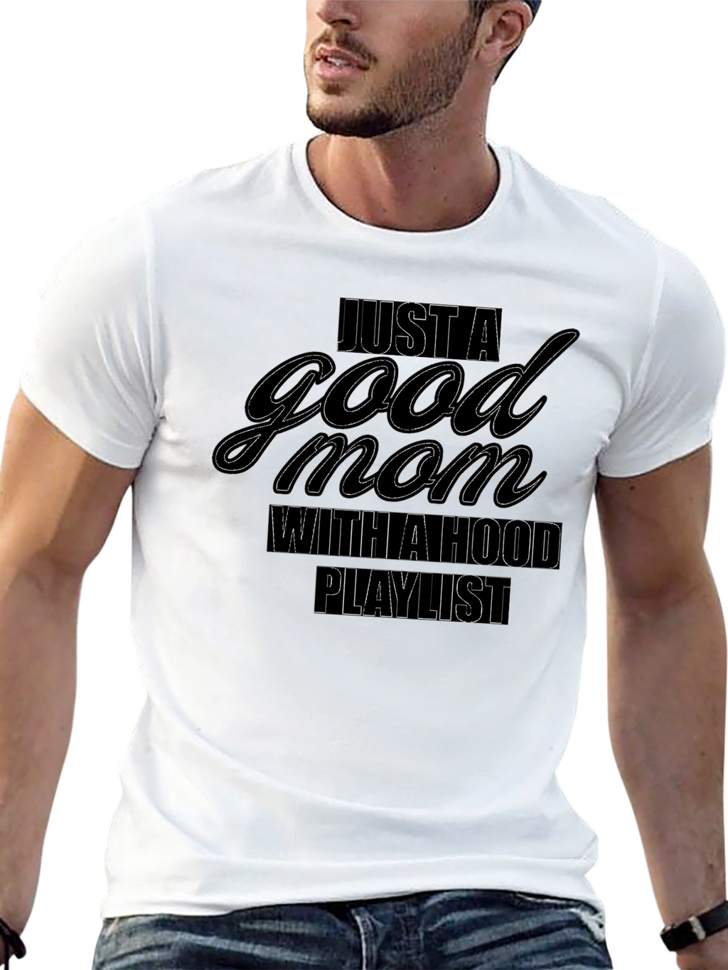 Good Mom Hood Playlist Black Tee