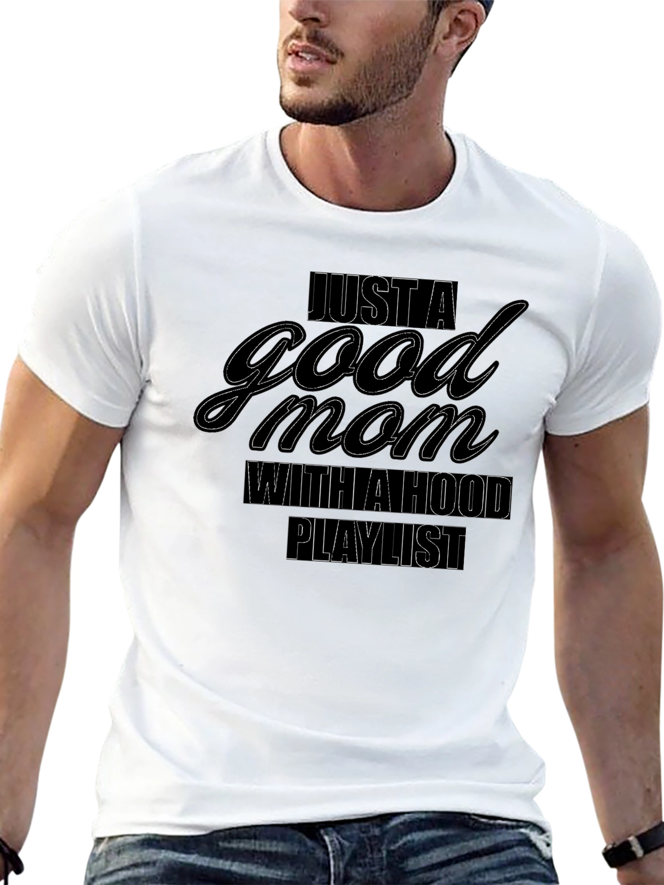 Good Mom Hood Playlist Black Tee