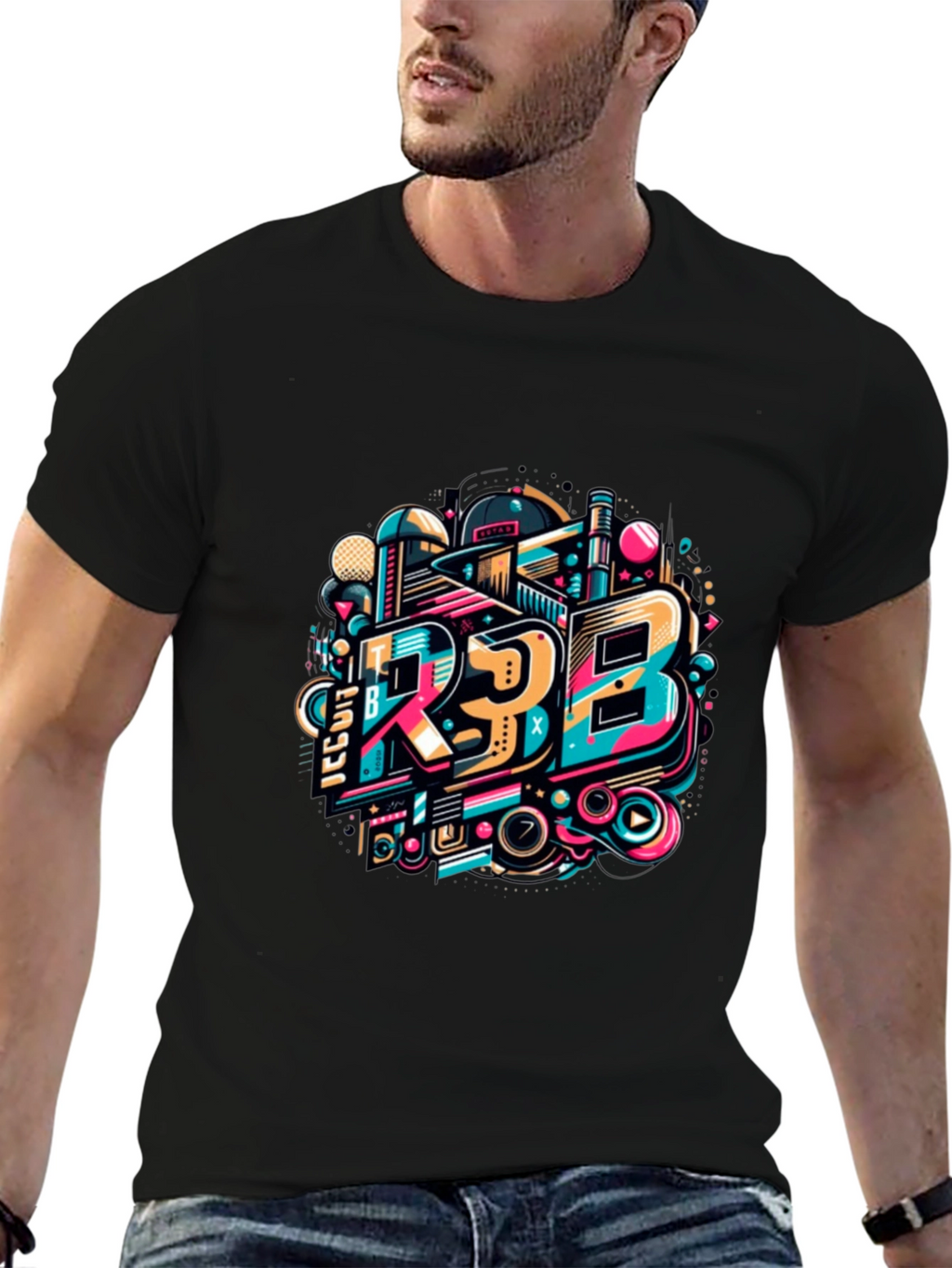Bold Graphic Tee - R3B Design Black T-Shirt