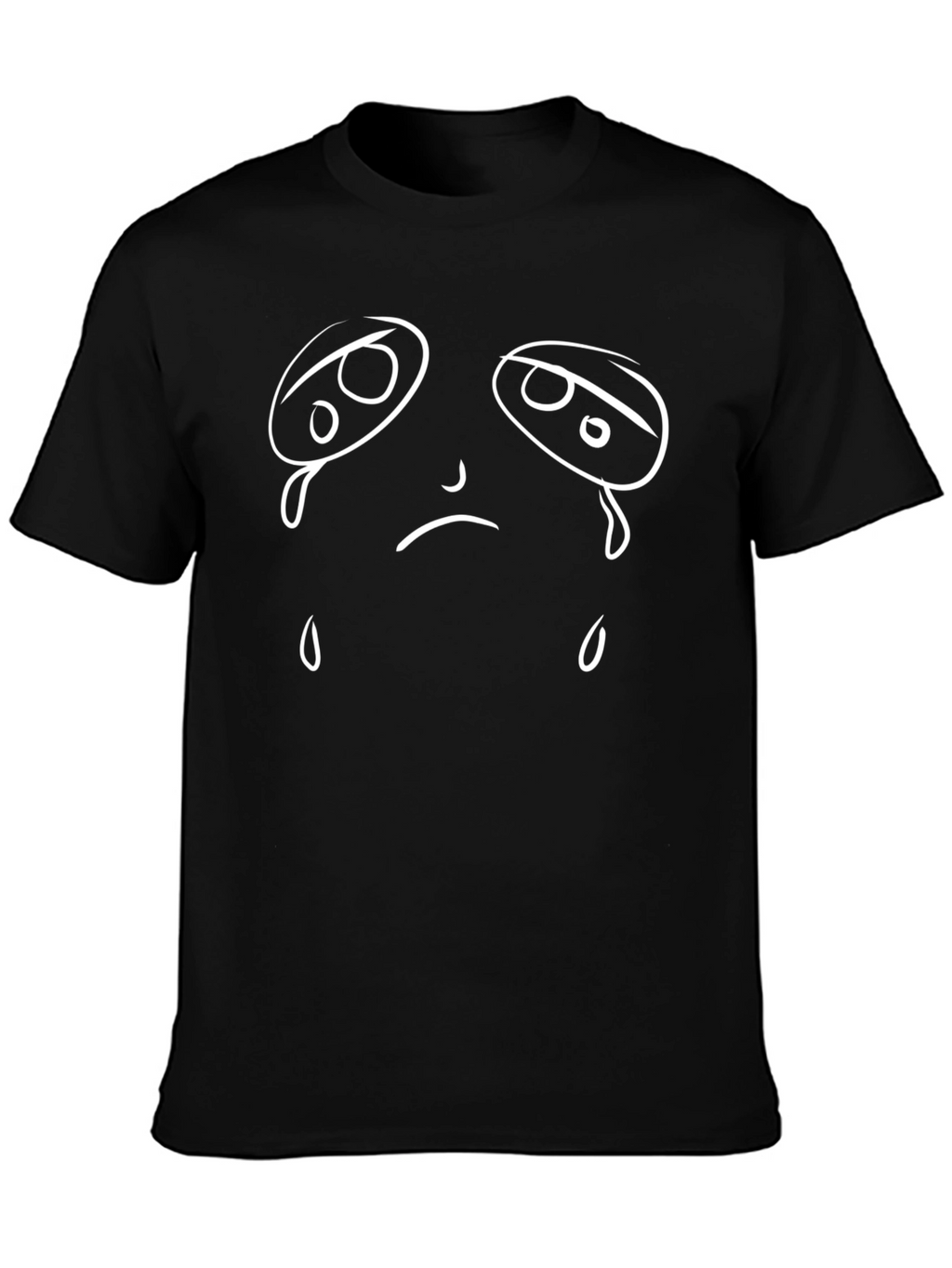 Sad Face Graphic Tee - Black Cotton T-Shirt
