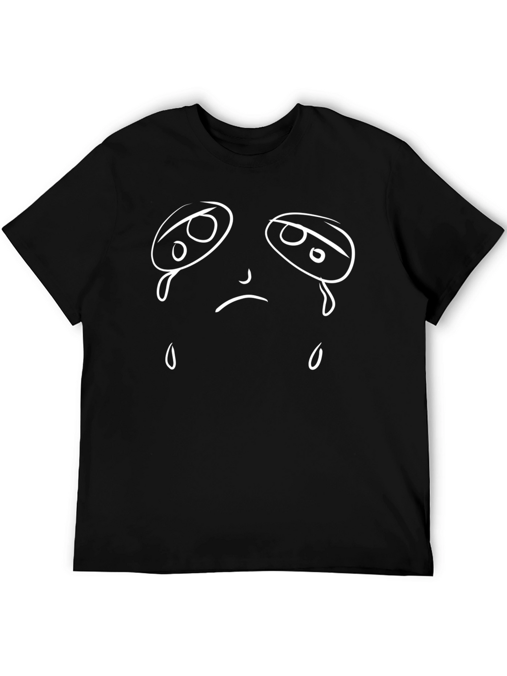 Sad Face Graphic Tee - Black Cotton T-Shirt