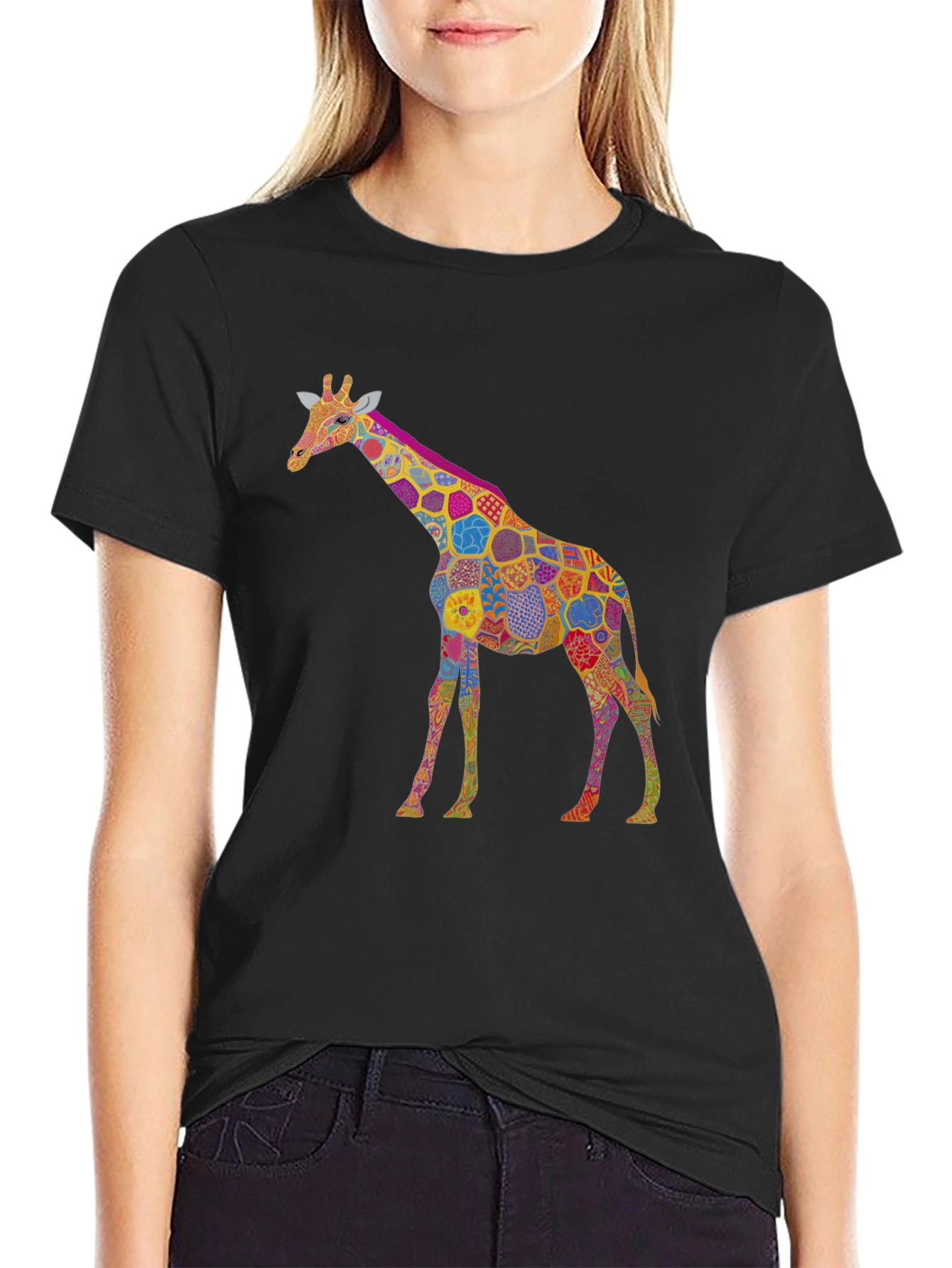 Colorful Giraffe Graphic Tee - Unique Print
