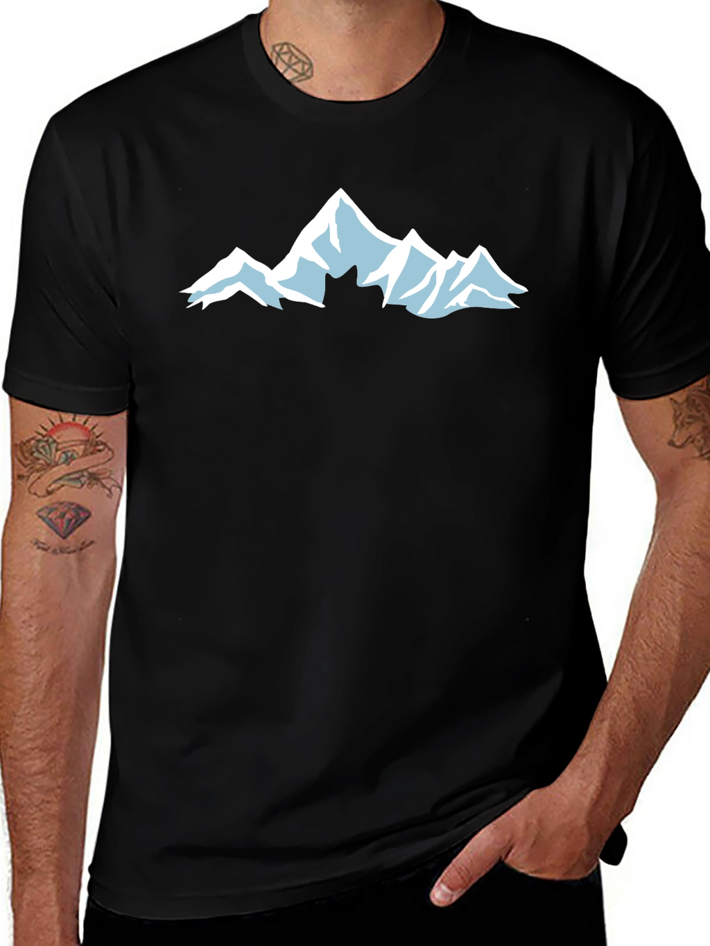 Mountain Graphic T-Shirt - Black Cotton Tee