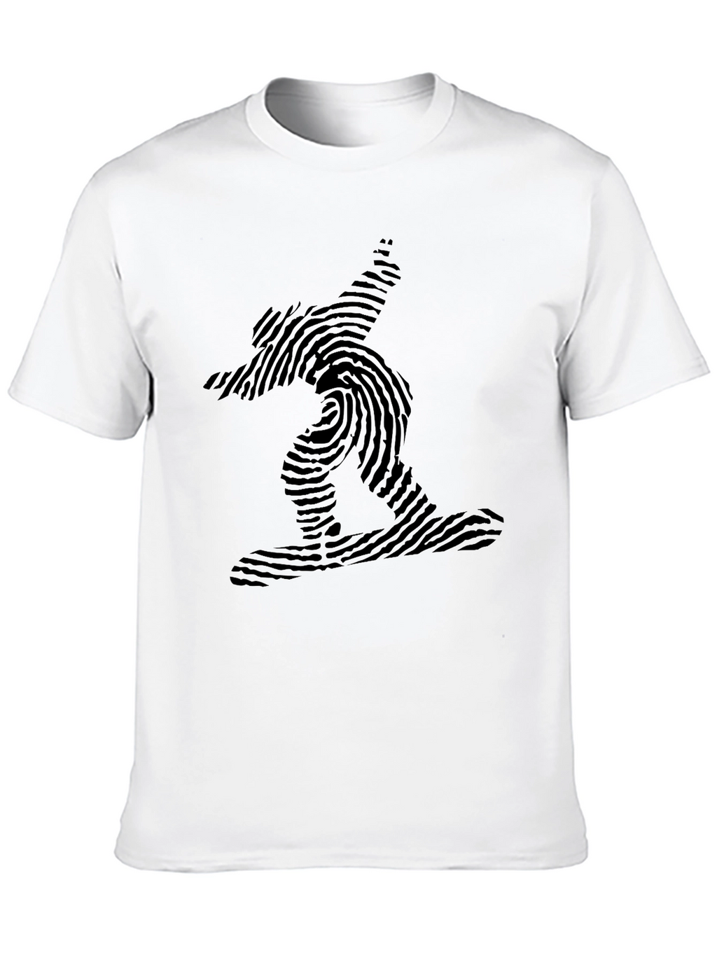 Fingerprint Snowboarder Black T-Shirt