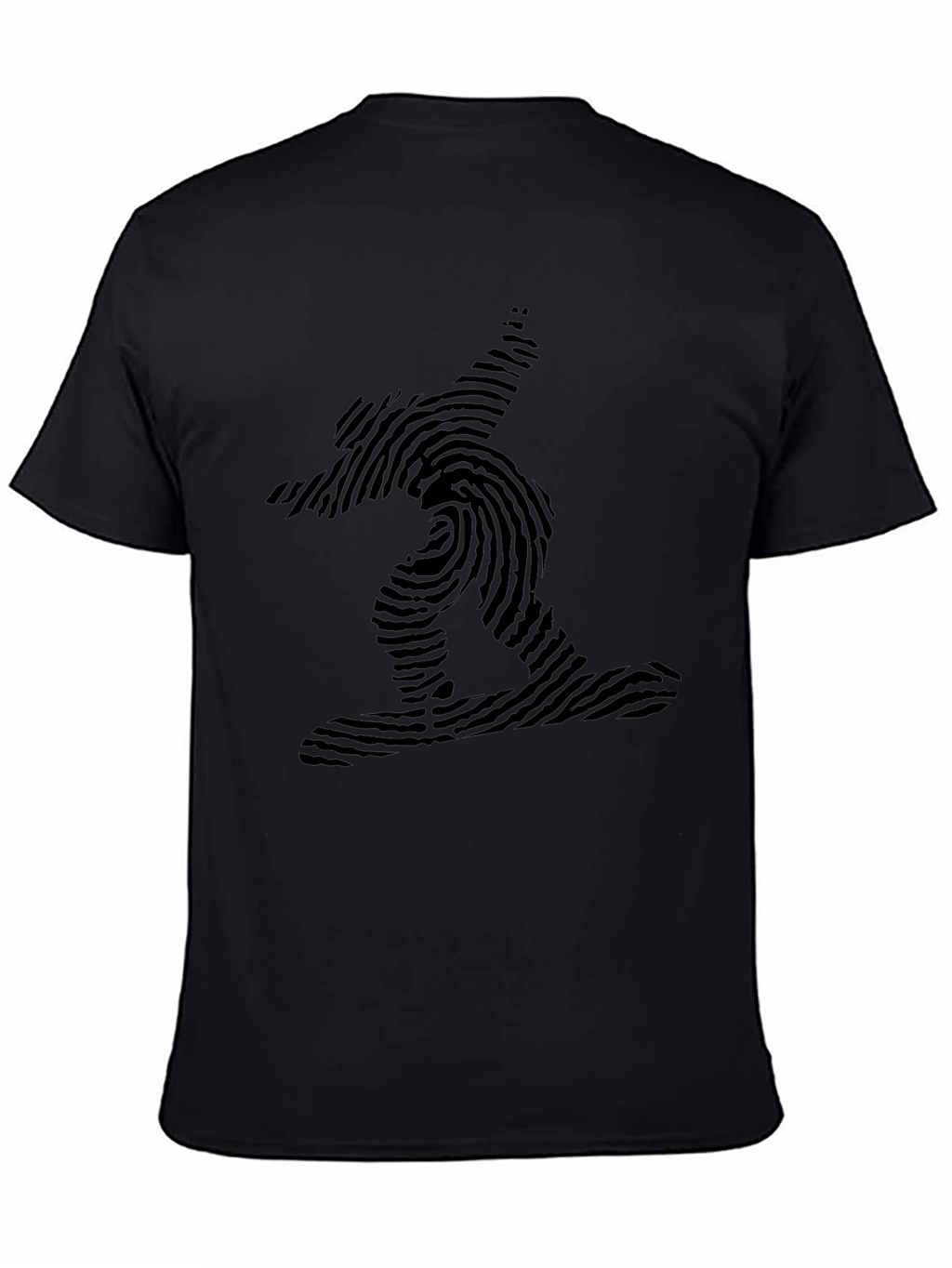 Fingerprint Snowboarder Black T-Shirt
