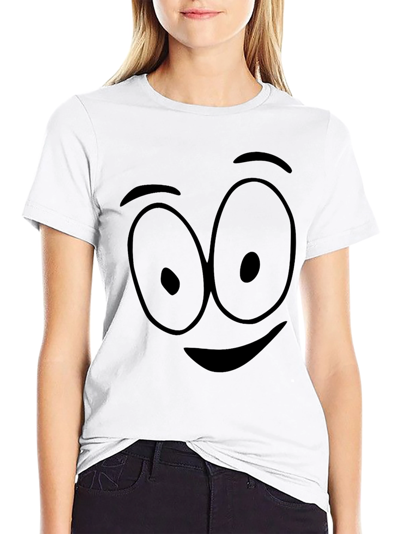 Cartoon Face Black T-Shirt