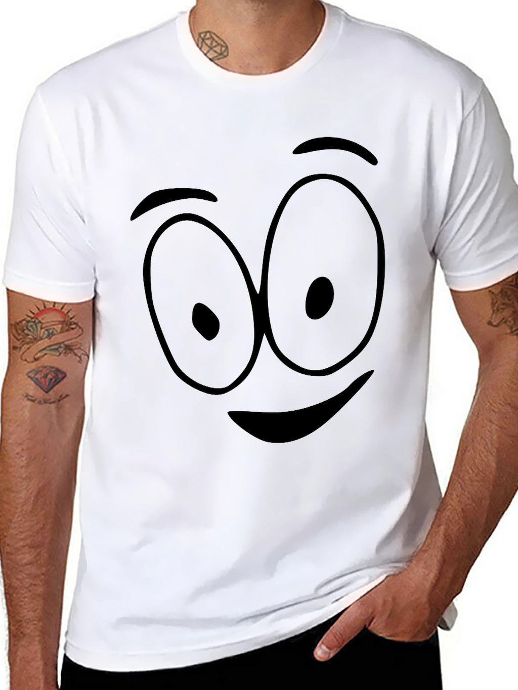 Cartoon Face Black T-Shirt