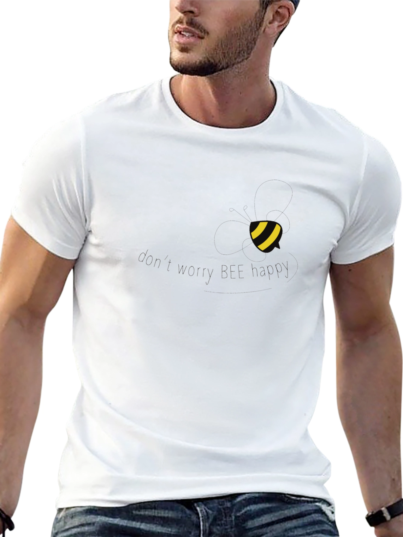 Modern Black Tee with Yellow Accent