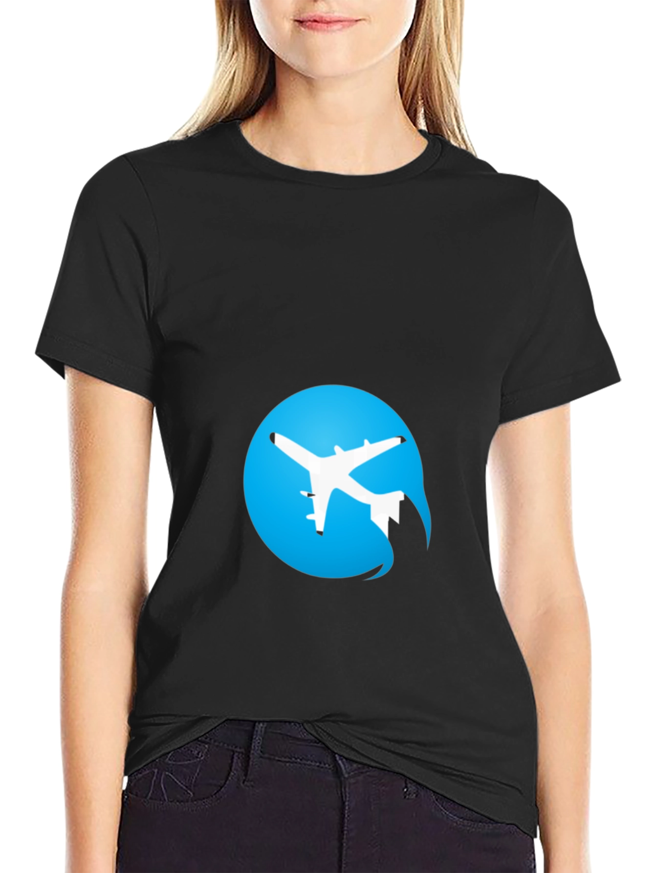 Airplane Logo Black T-Shirt