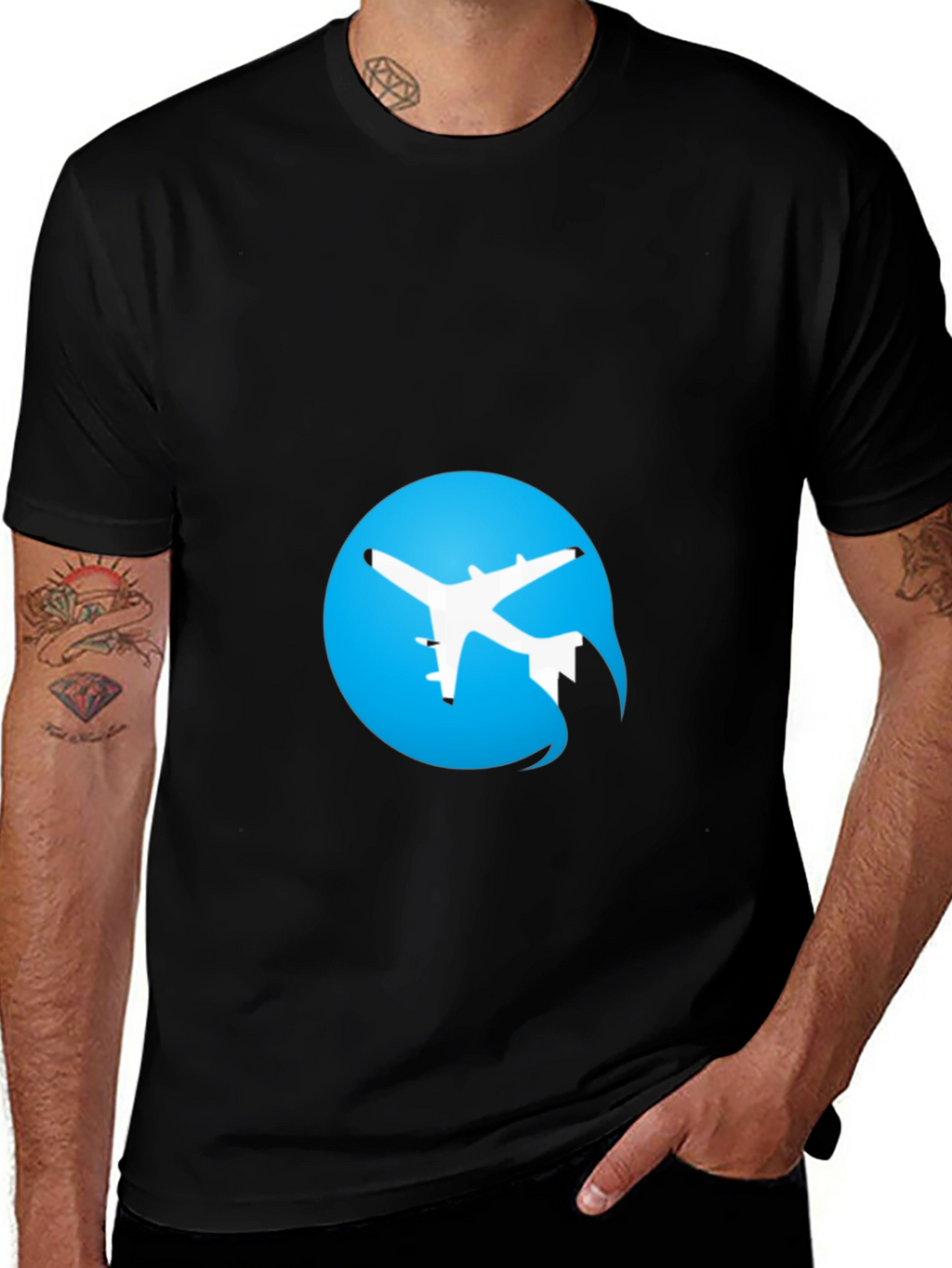 Airplane Logo Black T-Shirt