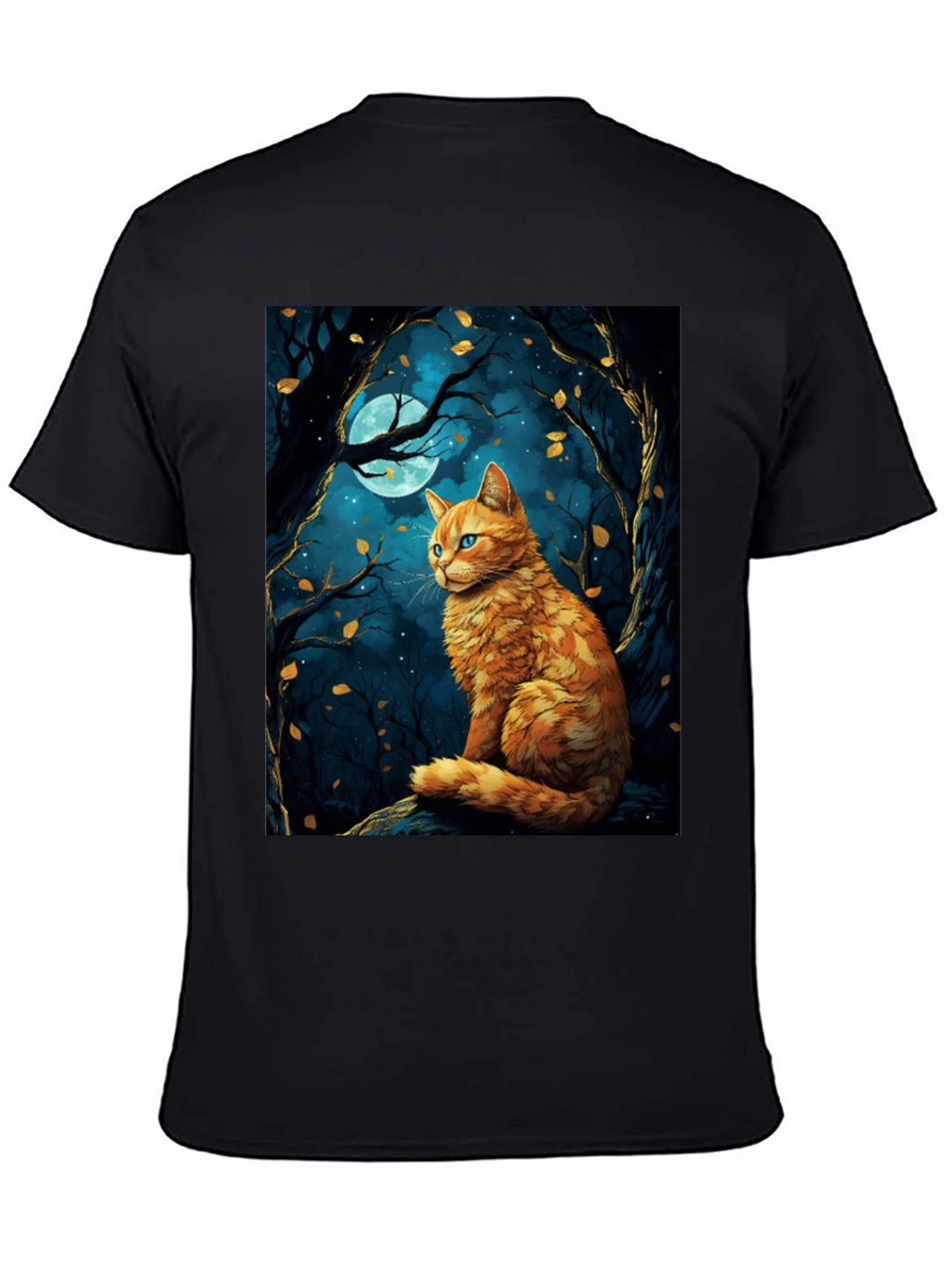 Cat Moonlit Forest Graphic Tee