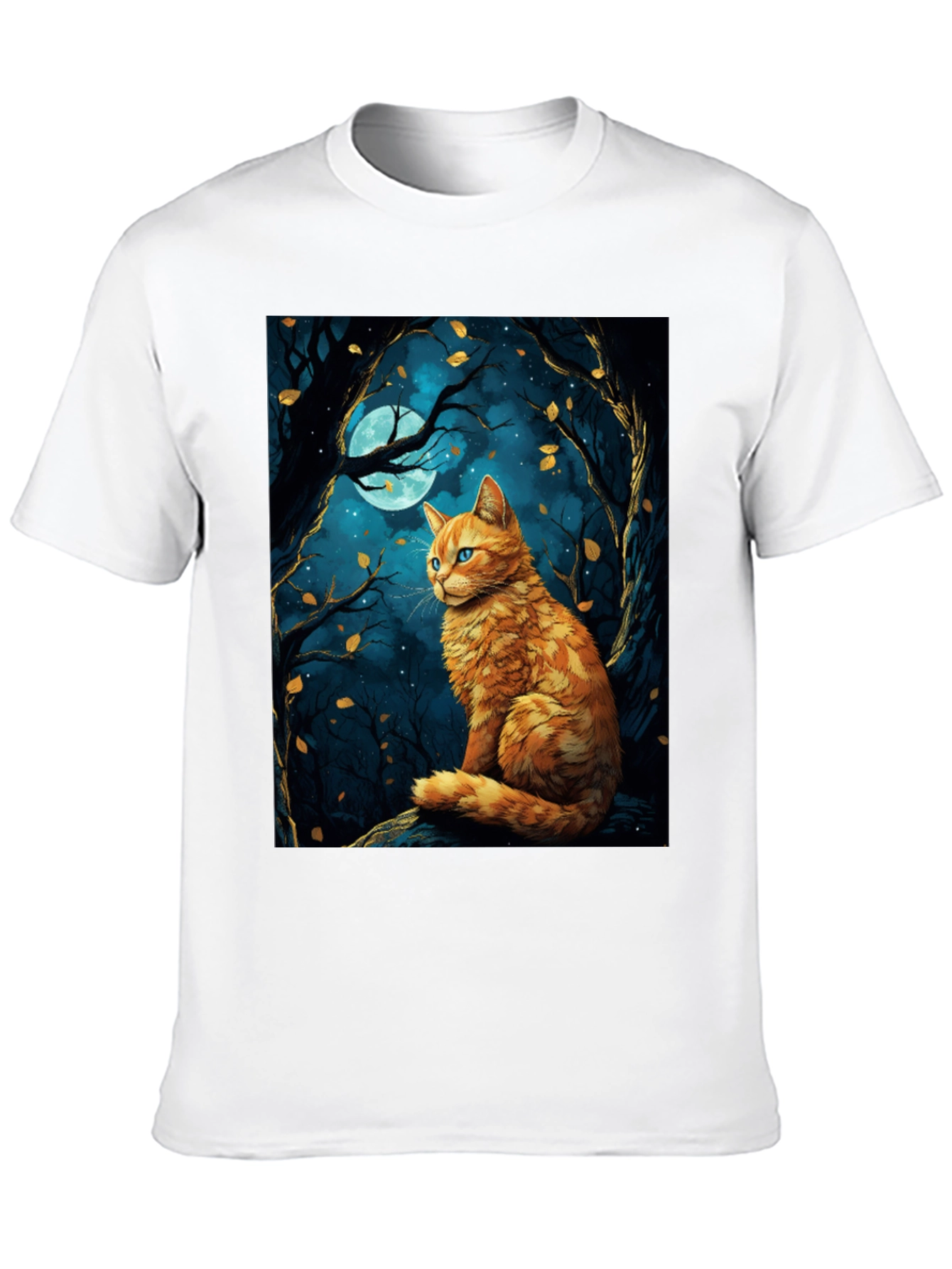 Cat Moonlit Forest Graphic Tee