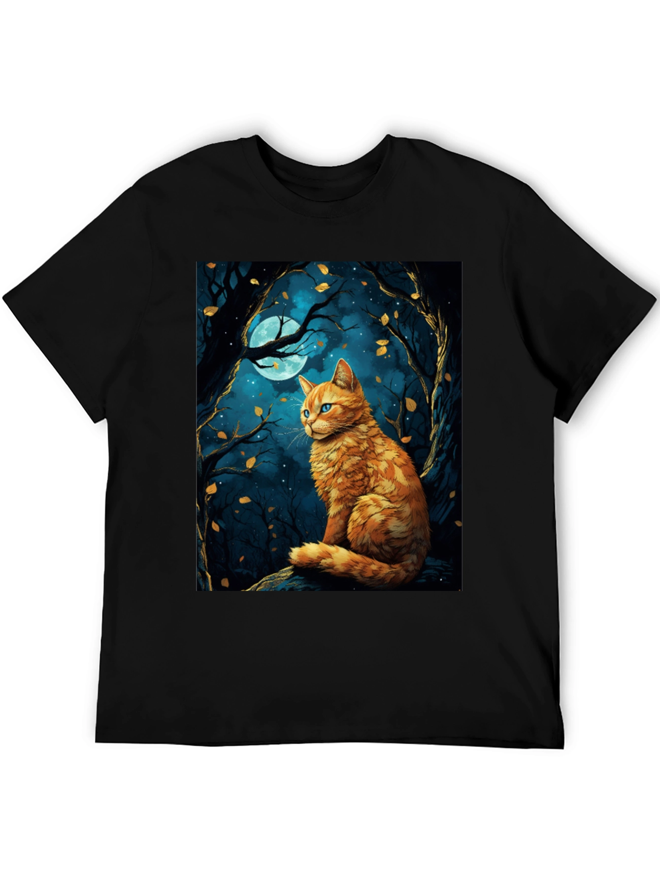 Cat Moonlit Forest Graphic Tee