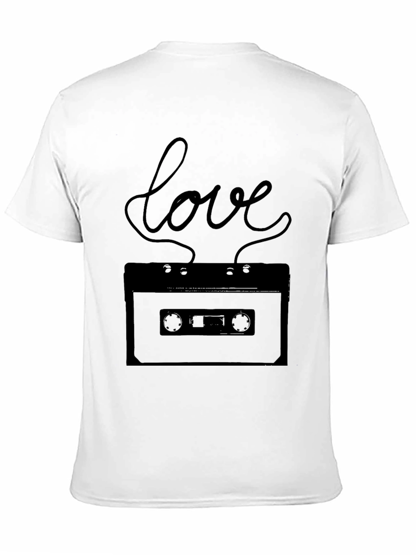 Retro Love Cassette Tape Graphic Tee - Black
