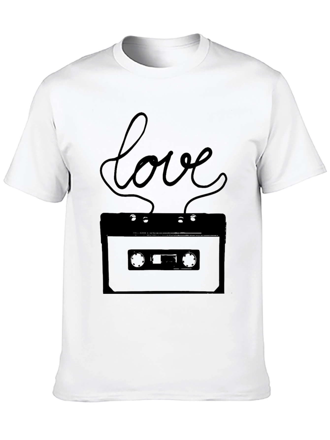 Retro Love Cassette Tape Graphic Tee - Black