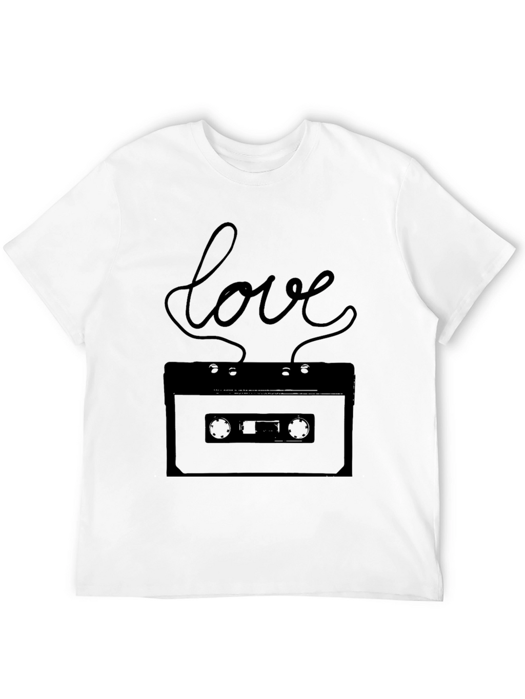 Retro Love Cassette Tape Graphic Tee - Black