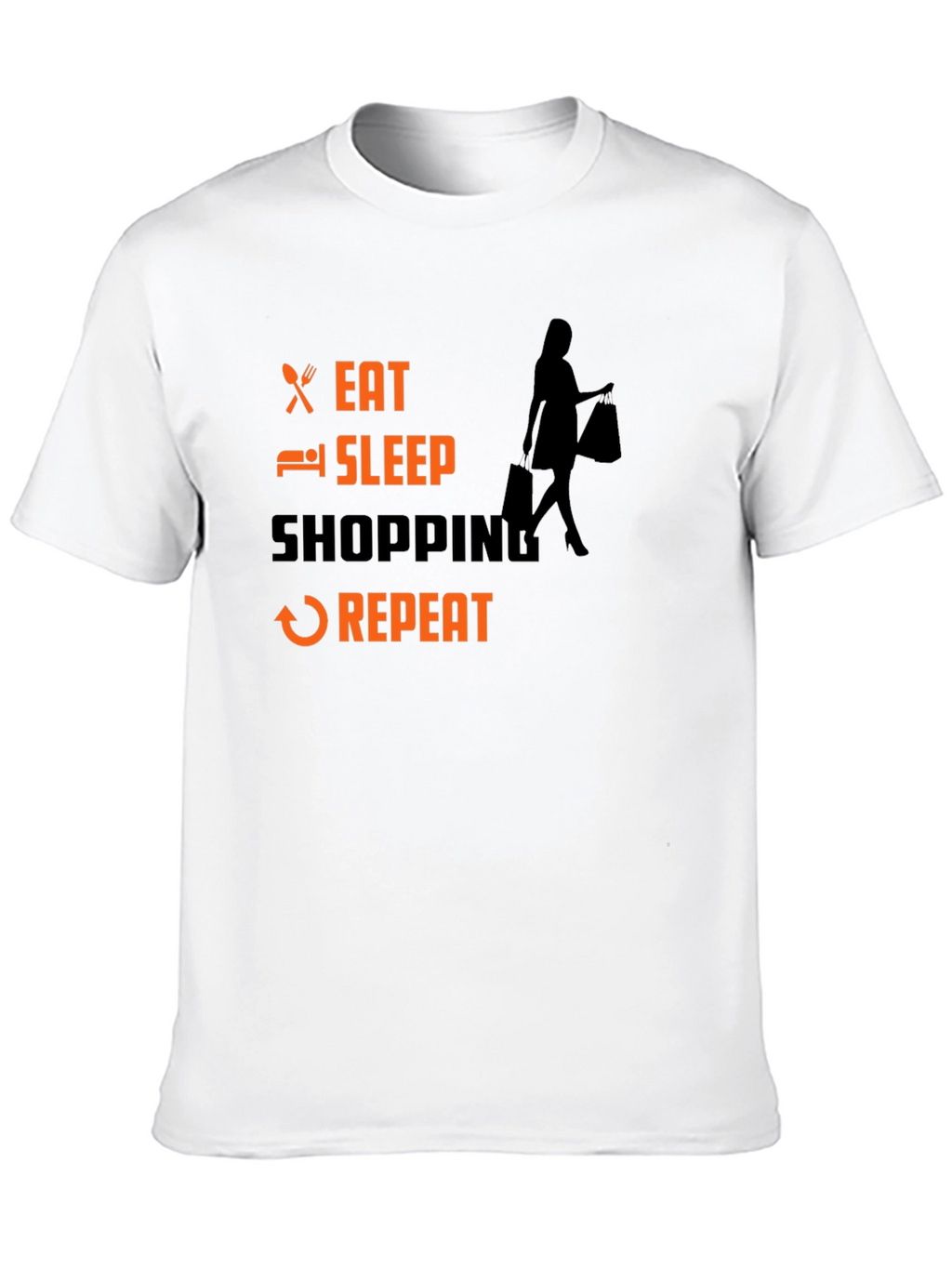 Eat Sleep Shopping Repeat Black T-Shirt