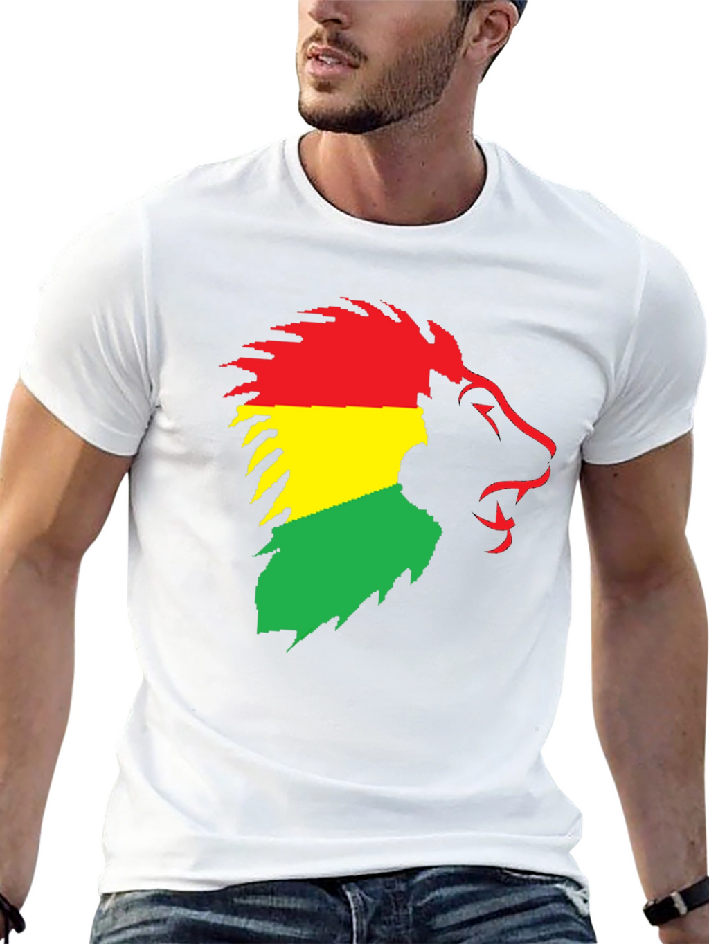 Rasta Lion Graphic Tee - Black Cotton T-Shirt