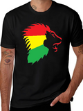 Rasta Lion Graphic Tee - Black Cotton T-Shirt