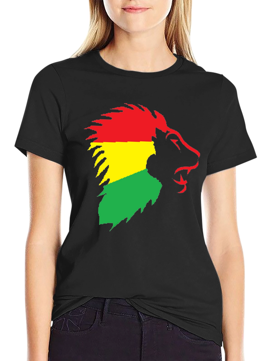 Rasta Lion Graphic Tee - Black Cotton T-Shirt