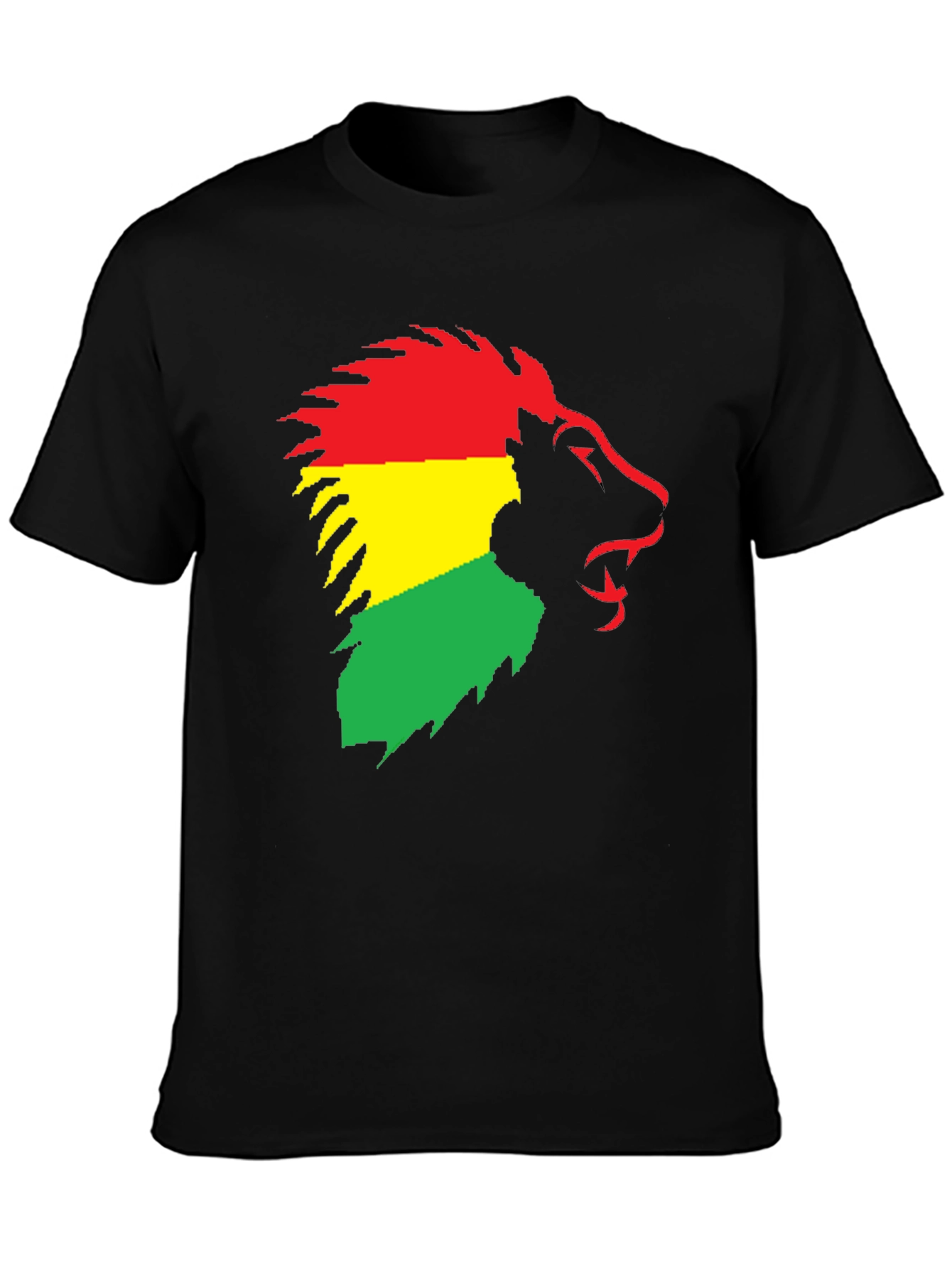 Rasta Lion Graphic Tee - Black Cotton T-Shirt