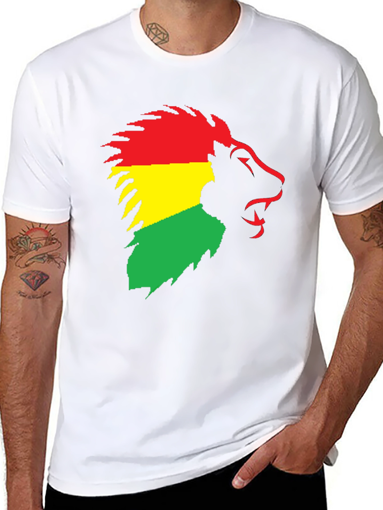 Rasta Lion Graphic Tee - Black Cotton T-Shirt