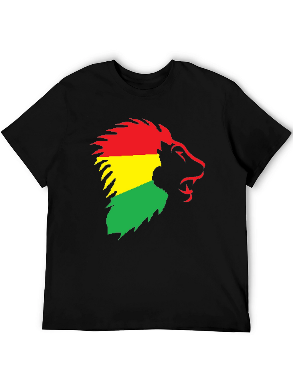 Rasta Lion Graphic Tee - Black Cotton T-Shirt