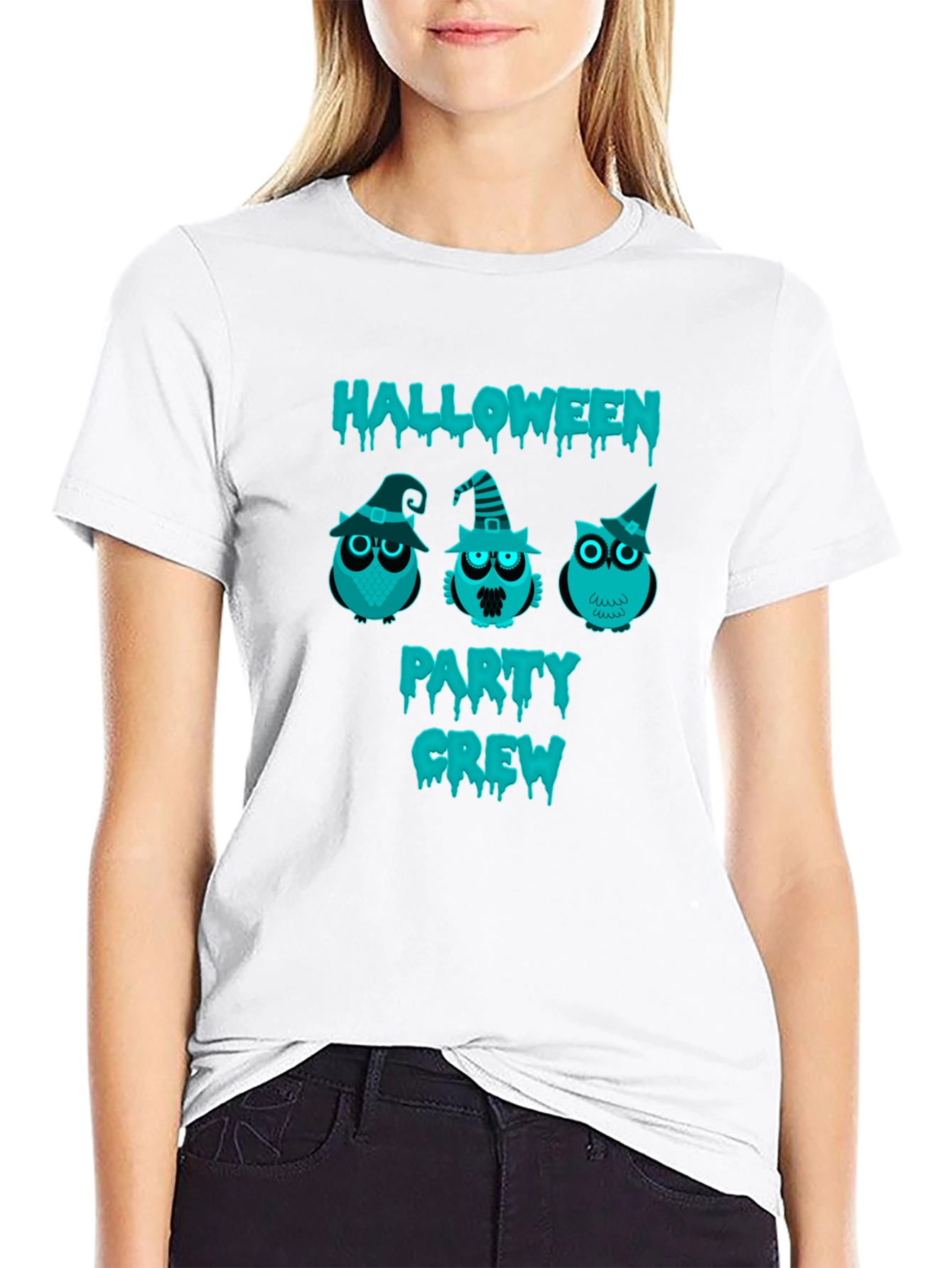 Halloween Party Crew Owl Graphic T-Shirt