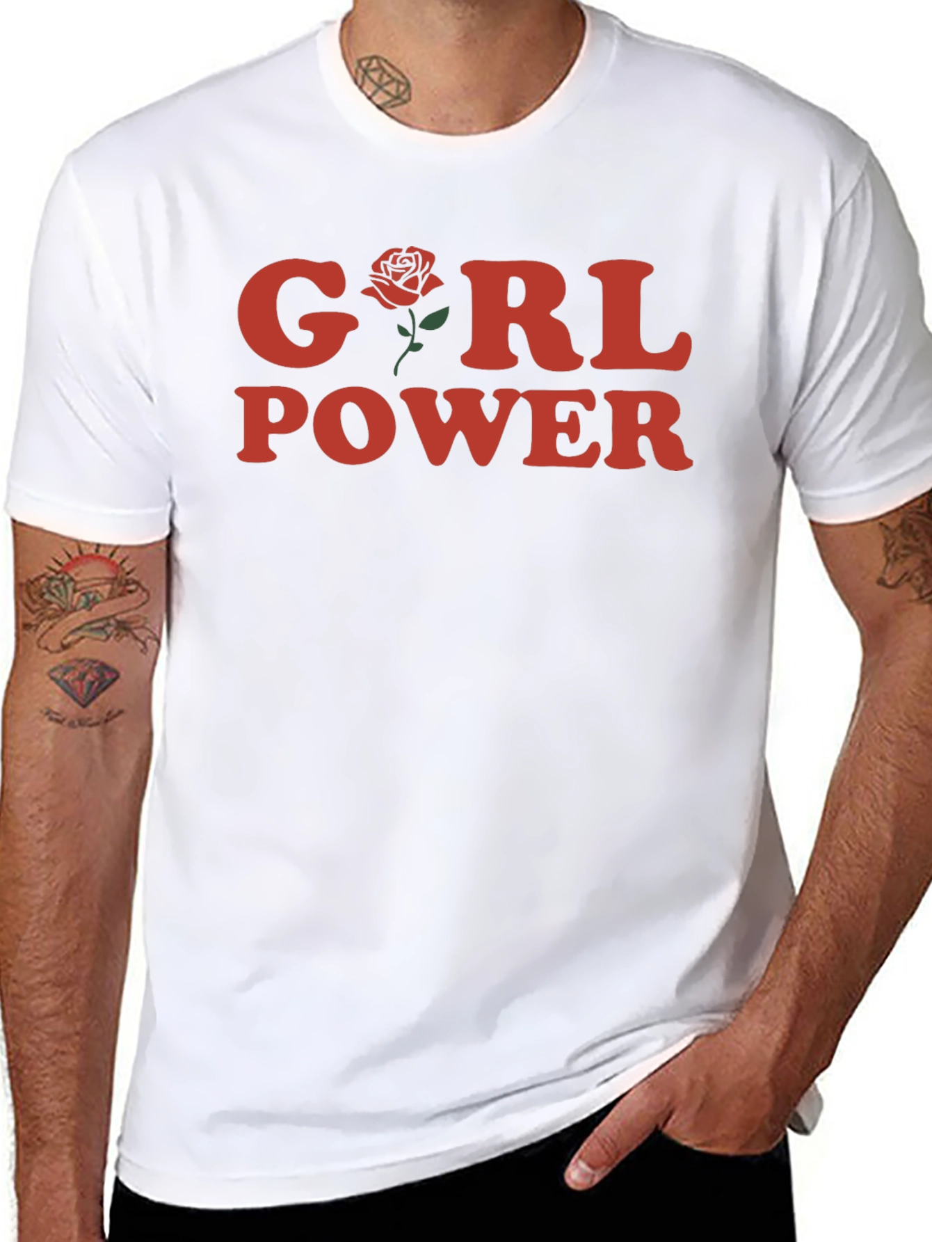 Girl Power Rose Graphic T-Shirt - Black