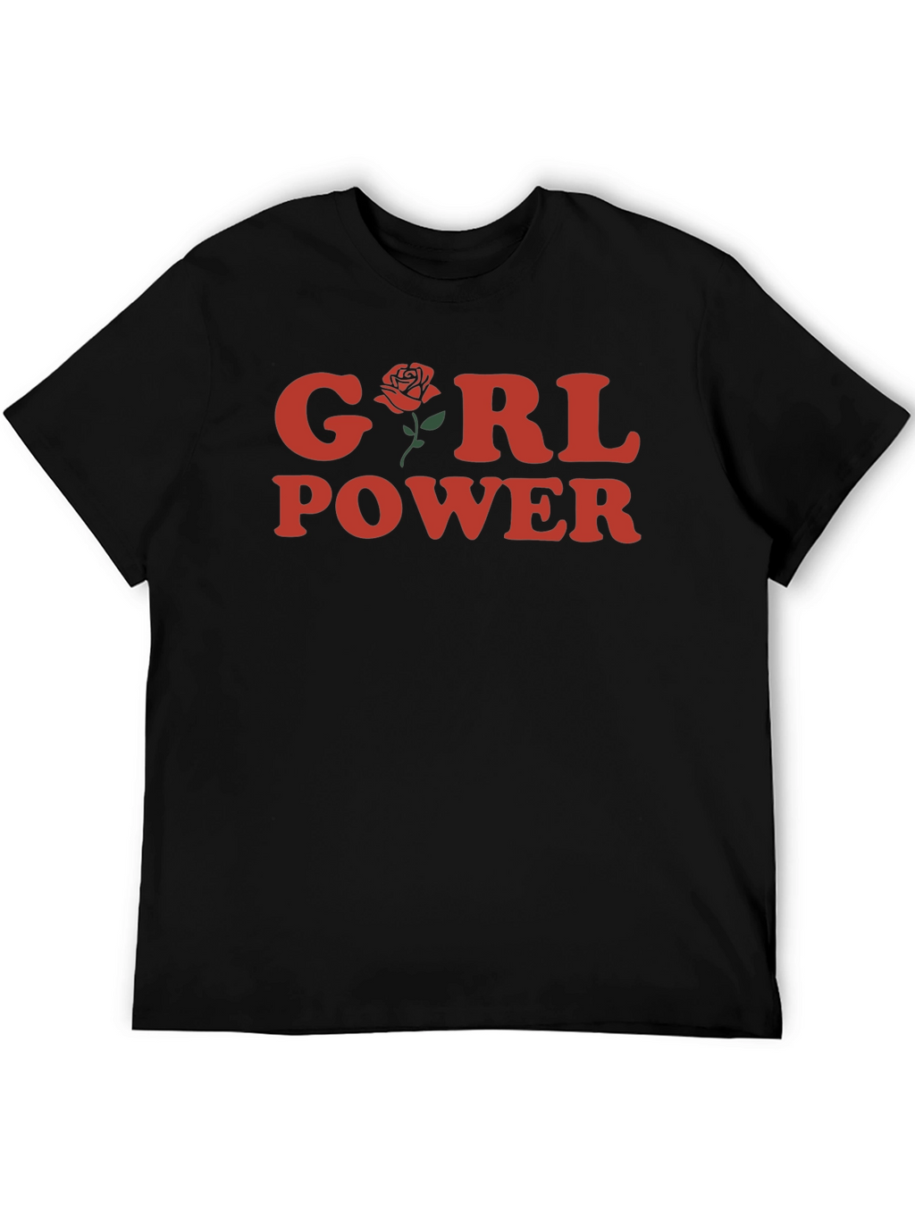 Girl Power Rose Graphic T-Shirt - Black