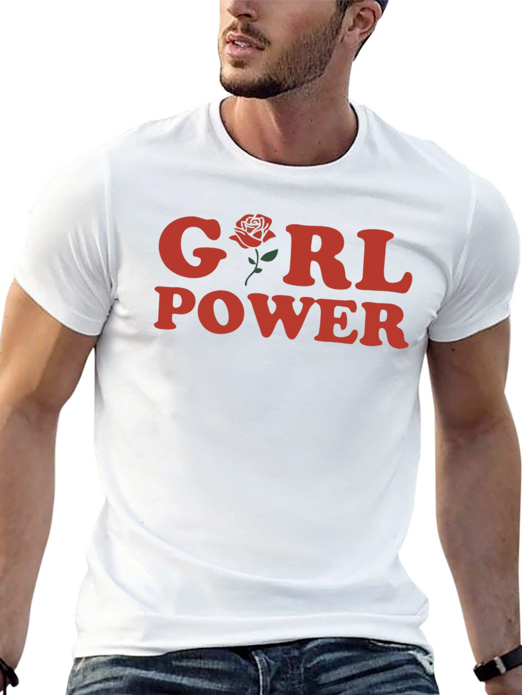Girl Power Rose Graphic T-Shirt - Black