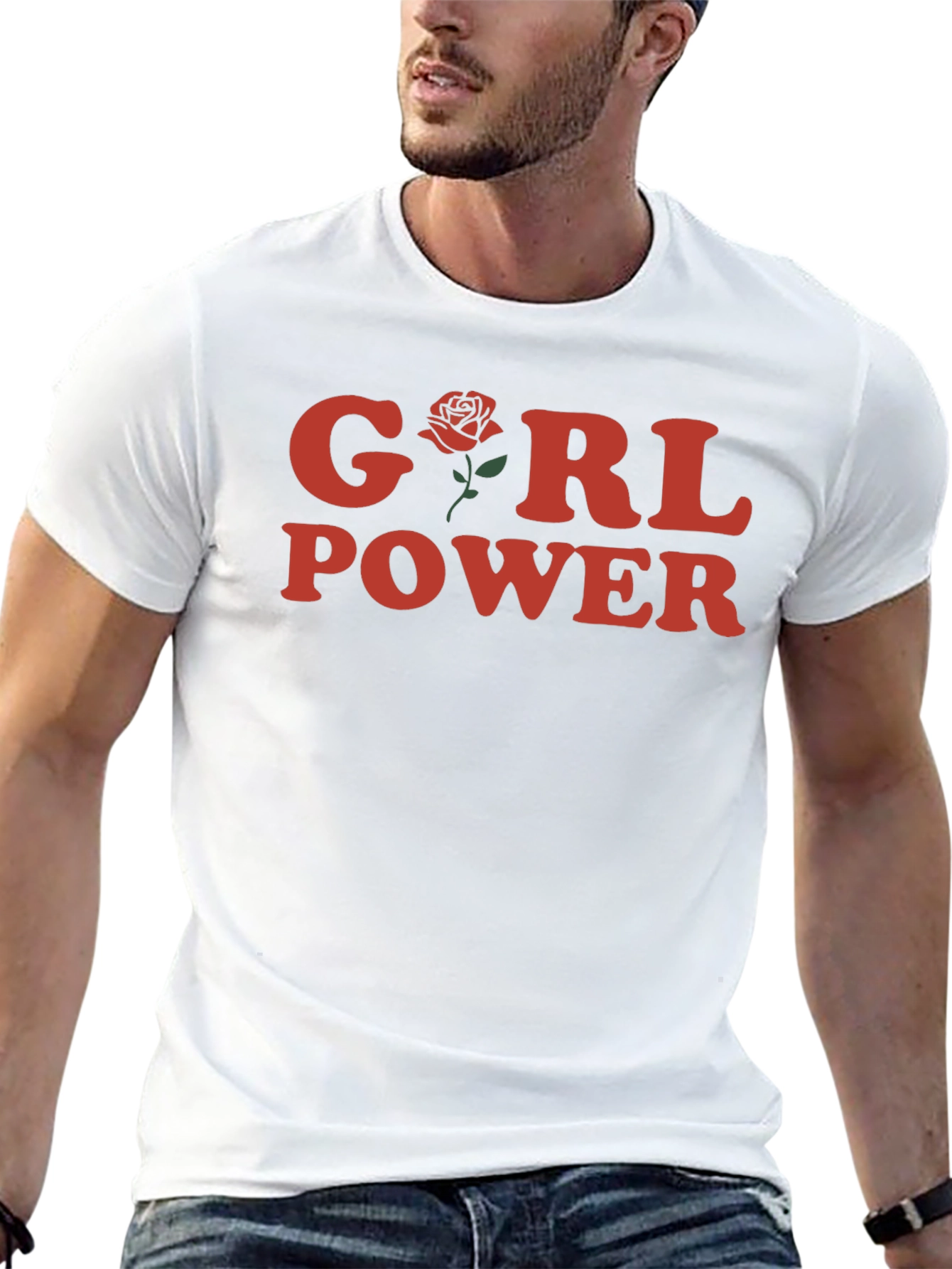 Girl Power Rose Graphic T-Shirt - Black