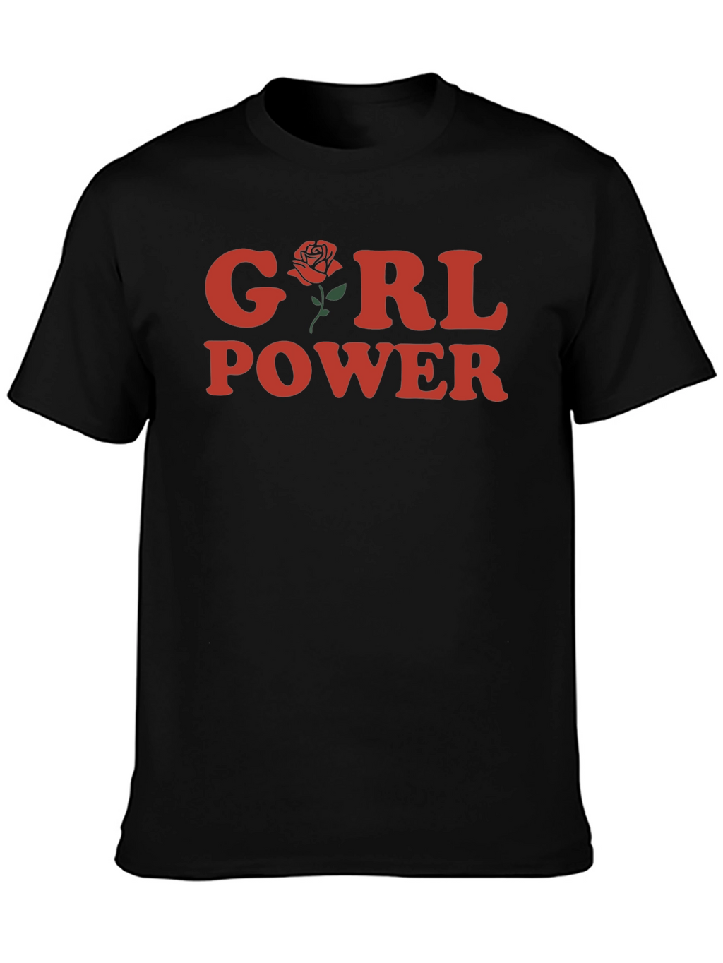 Girl Power Rose Graphic T-Shirt - Black
