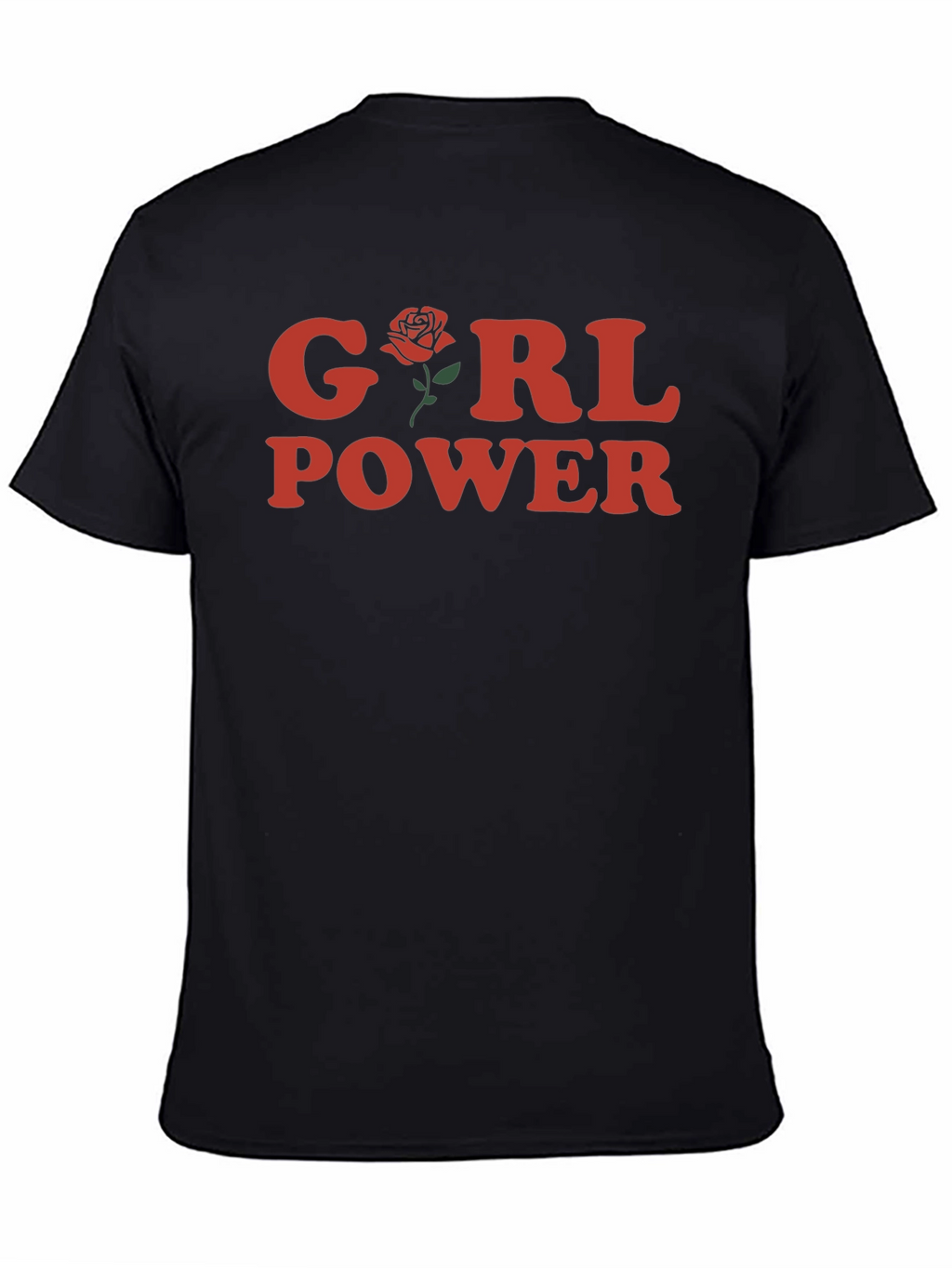 Girl Power Rose Graphic T-Shirt - Black