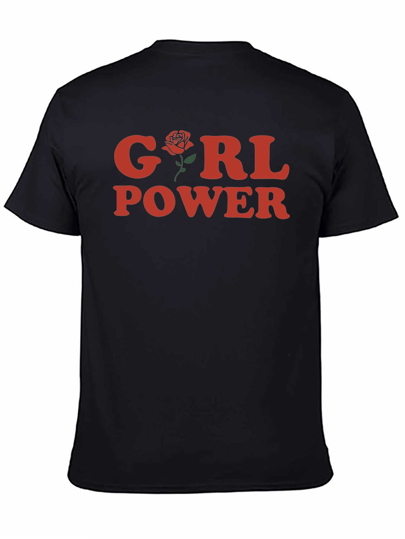 Girl Power Rose Graphic T-Shirt - Black