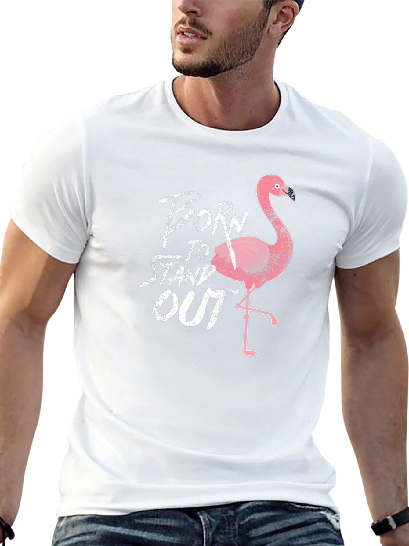 Born to Stand Out Flamingo Graphic T-Shirt
