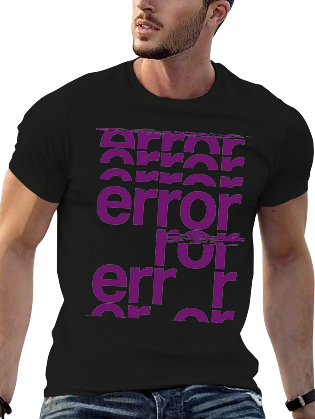Error Graphic Print Tee - Trendy Glitch Style