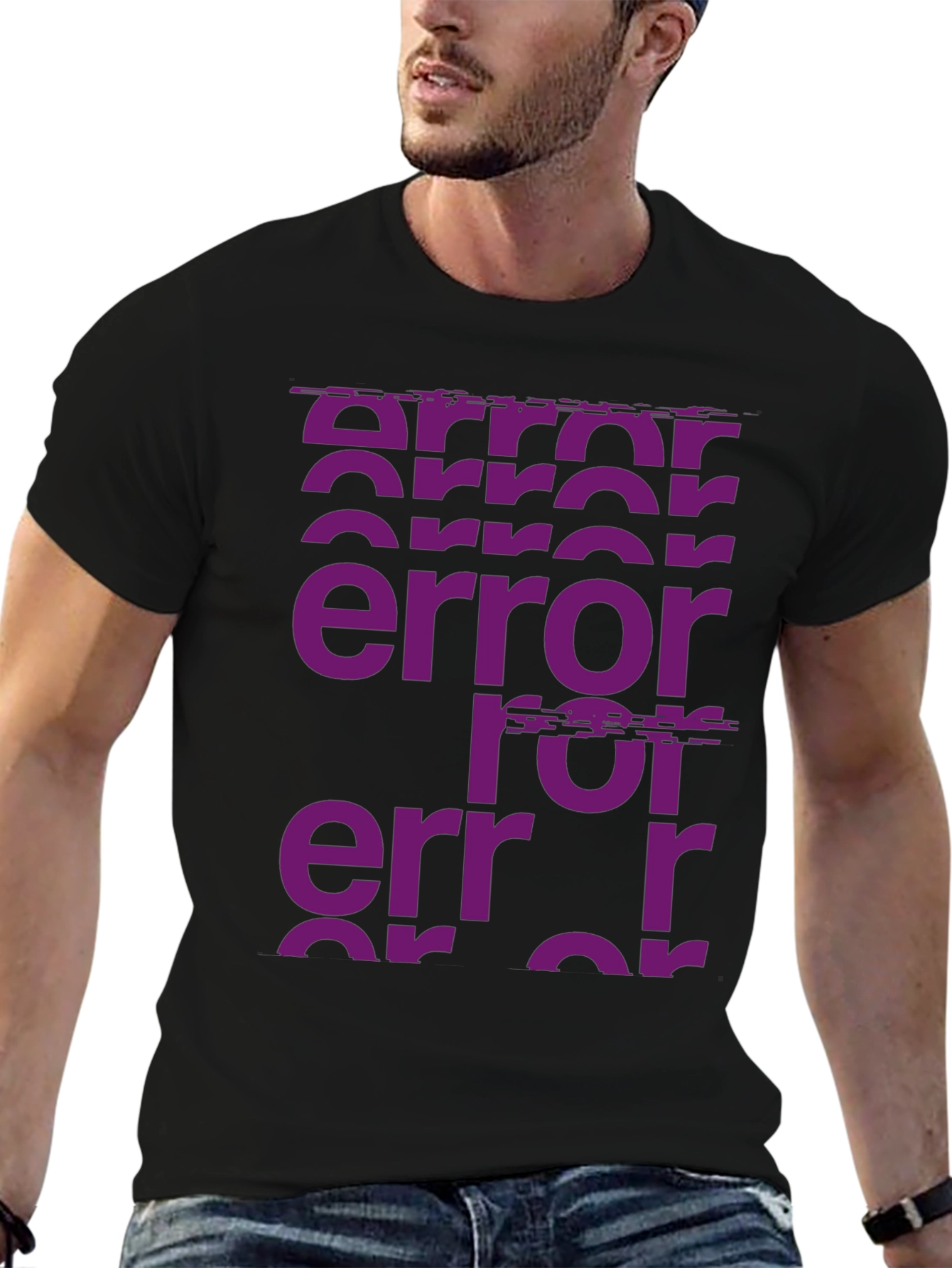 Error Graphic Print Tee - Trendy Glitch Style