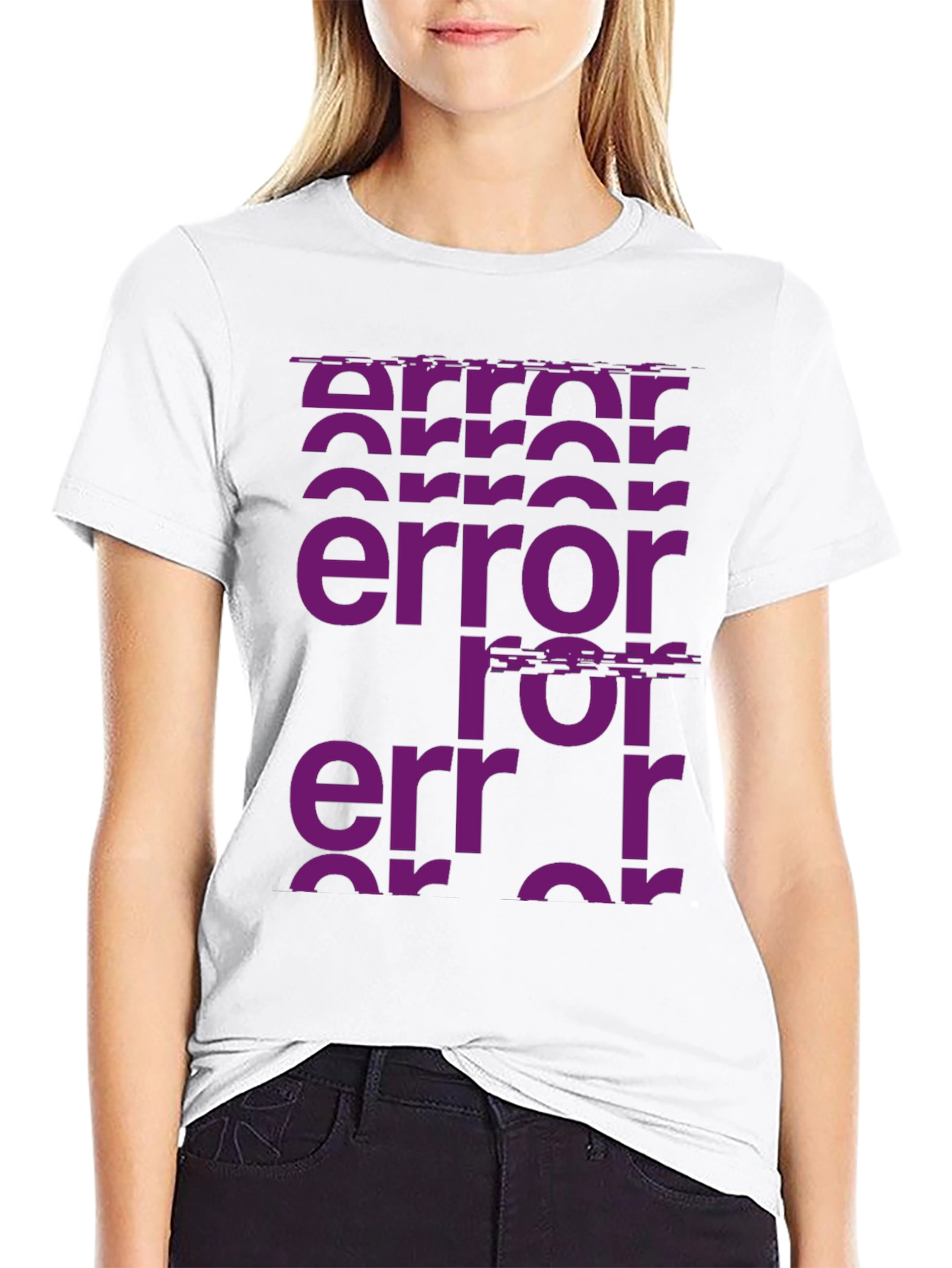 Error Graphic Print Tee - Trendy Glitch Style