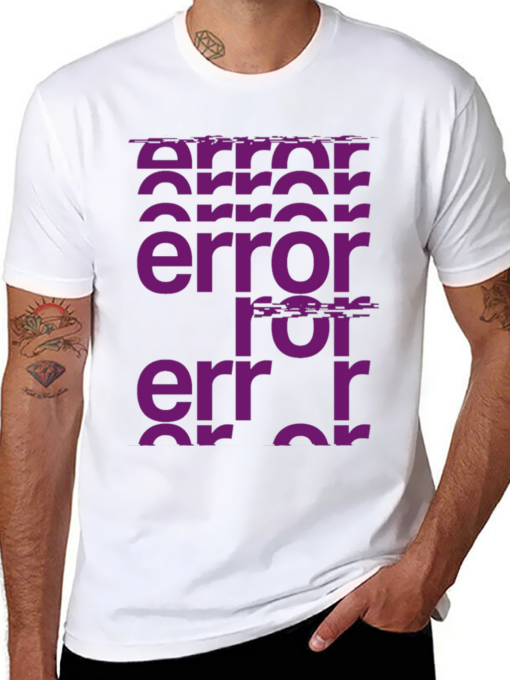 Error Graphic Print Tee - Trendy Glitch Style